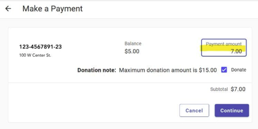 Screen shot of a UCAP donation option.