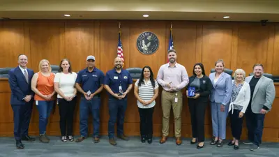 A photo of the City of Kyle Q2 Employees of the Quarter at Kyle City Hall. 