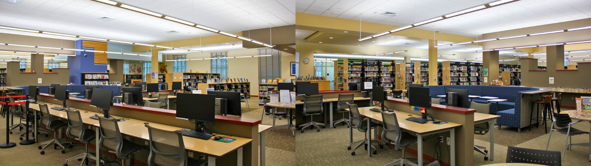 Rows of desktop computers
