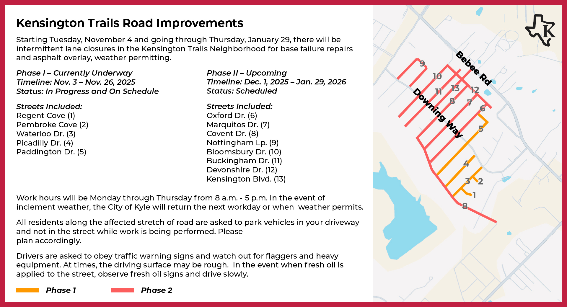 a traffic map of road work